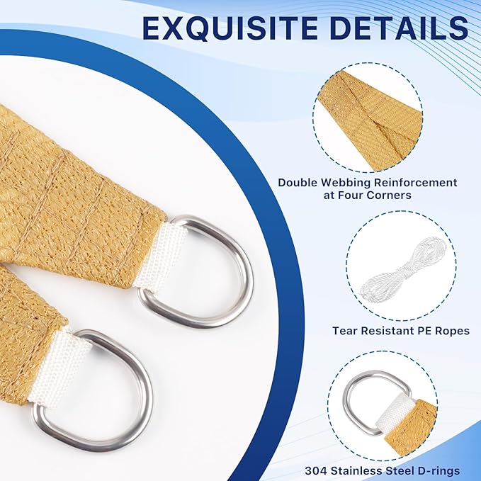 12'x16' Sun Shade Sail, UV Protection Outdoor Shade, Curved Tear Resistant - Image 3