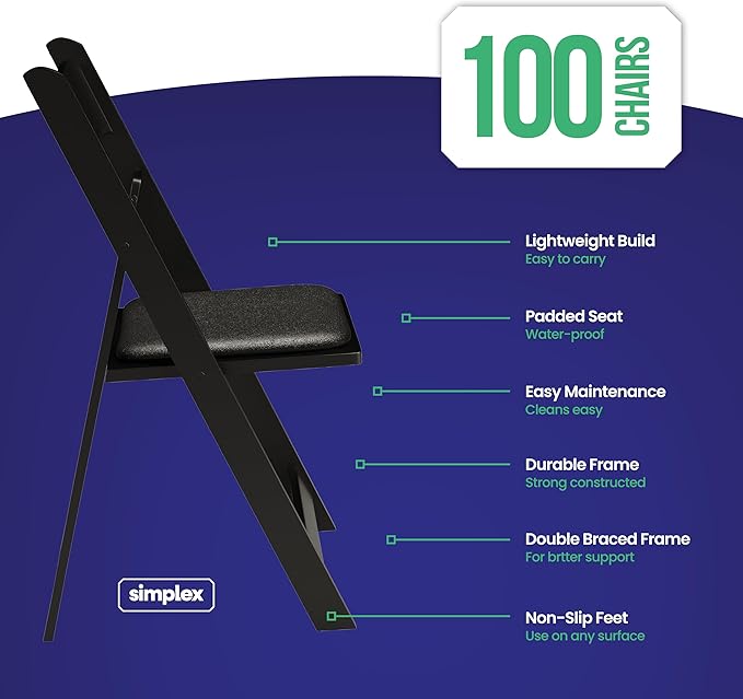 100 Black Resin Stackable Folding Chair - Image 2