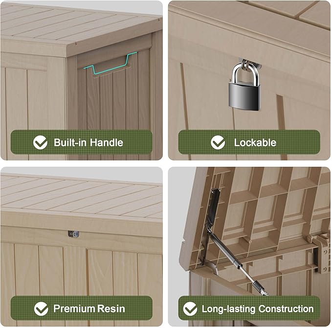 150 Gallon Outdoor Deck Box, Lockable Waterproof Outdoor Storage Boxes - Image 6