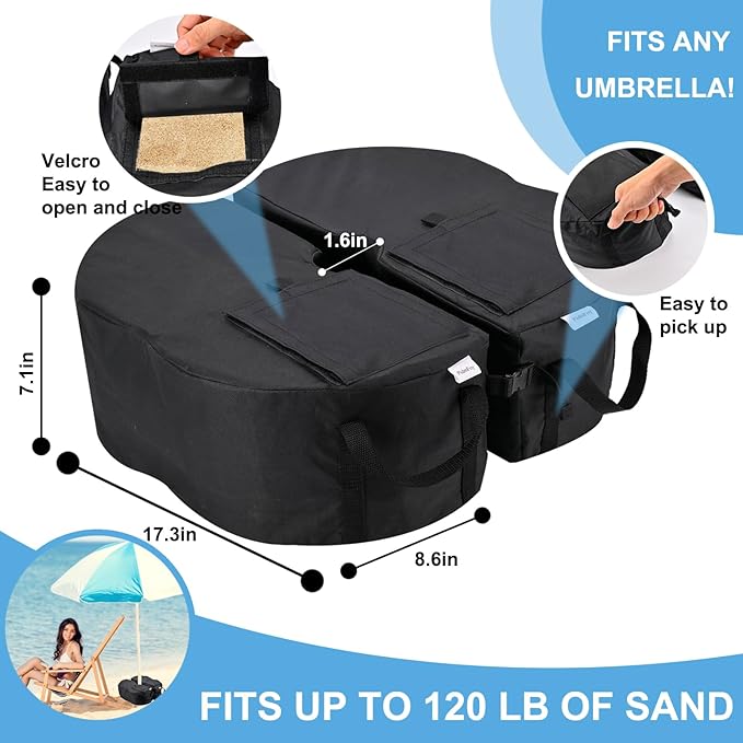 2 Pcs Quality Umbrella Base Weight, Umbrella Base Weights Sandbag, 80 Lb of - Image 3
