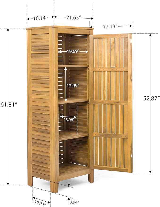 Christopher Knight Home Patio Gribs Acacia Wood Storage Cabinet, - Image 3