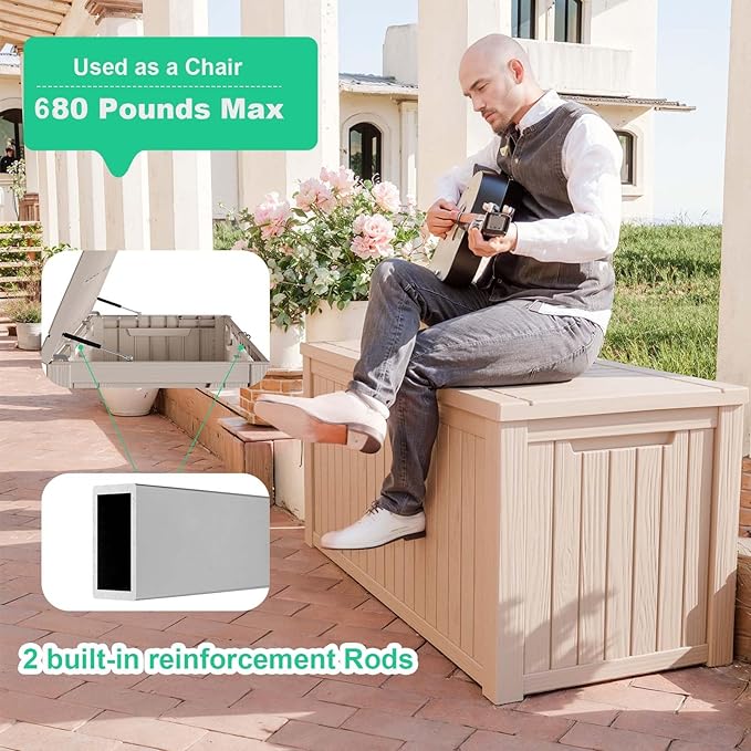 200 Gallon Outdoor Deck Box, Lockable Waterproof Outdoor Storage Boxes - Image 2