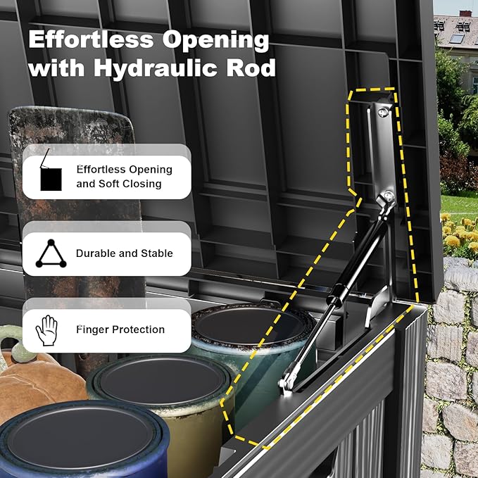 150 Gallon Outdoor Storage Box, Weather Resistant & Waterproof Resin Deck Box - Image 3