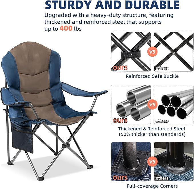 2 Pack Folding Camping Chairs for Adults - Image 6