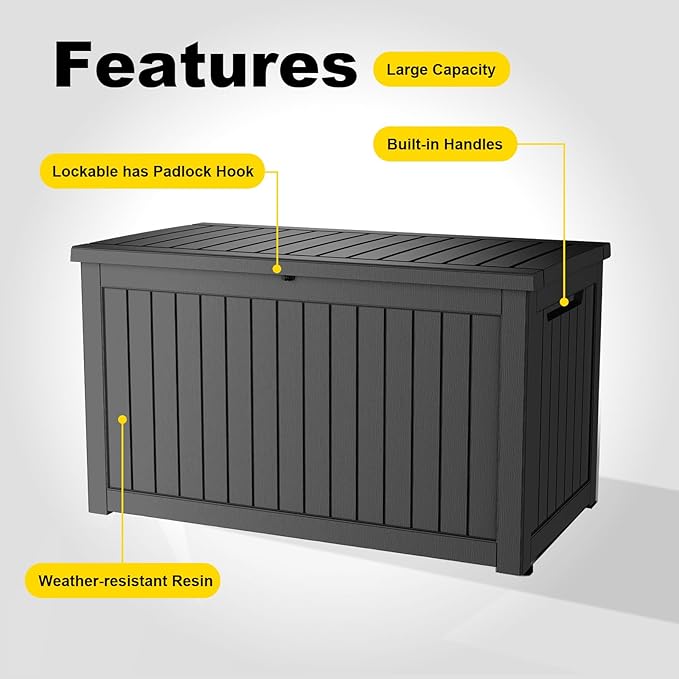 260 Gallon Outdoor Deck Box, Lockable Waterproof Outdoor Storage Boxes - Image 5