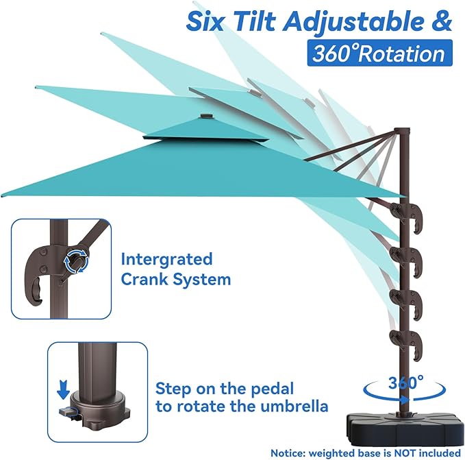 10x13FT Cantilever Outdoor Patio Umbrellas, Double Top Large Rectangle Umbrella - Image 2