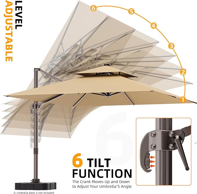 10' X 13' Outdoor Patio Umbrella Large Rectangle Cantilever Umbrella Heavy Duty - Image 6