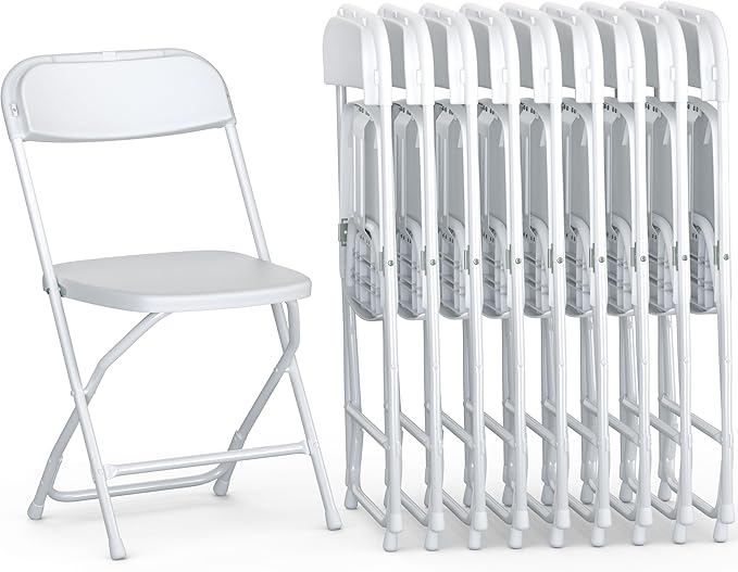 10 Pack Foldable Plastic Chair | Folding & Stackable | 350 lbs Capacity Steel by OurModernSpace