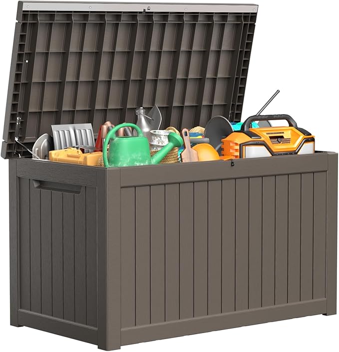 280 Gallon Resin Deck Box, Lockable Patio Outdoor Storage Box - Image 2
