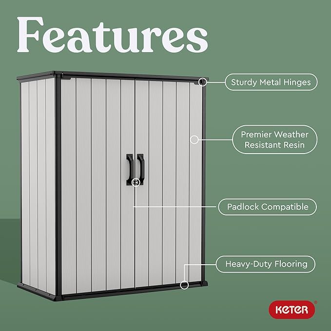 Keter Premier Tall 4.6 x 5.6 ft. Resin Outdoor Storage Shed - Image 4