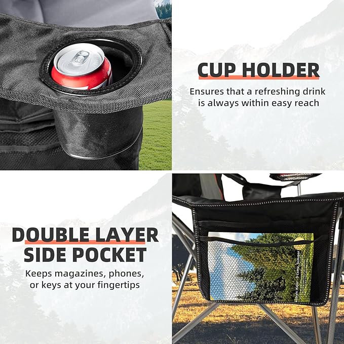 2 Pack Folding Camping Chairs for Adults - Image 7