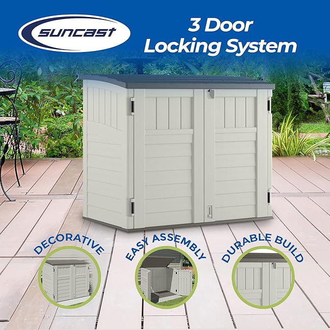 Suncast 3 Pack 34 Cu Ft Capacity Horizontal Outdoor Storage Shed - Image 3