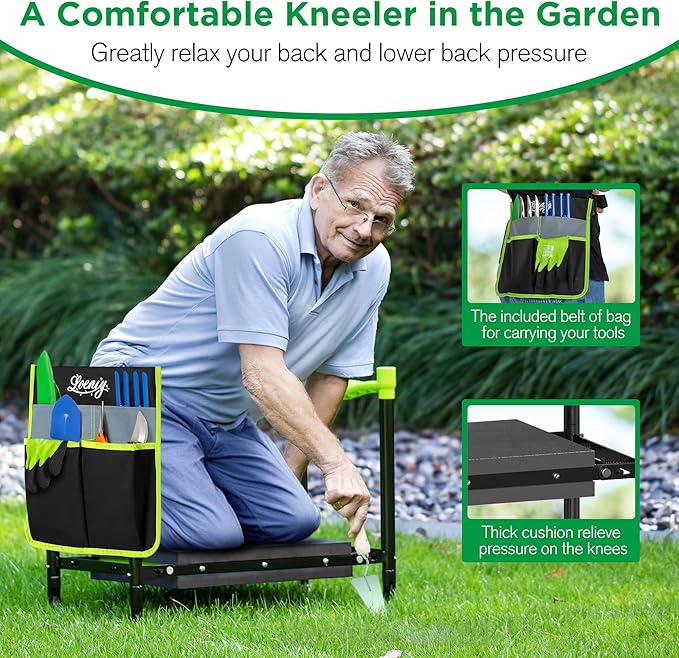 10.8” Wide Garden Kneeler and Seat, Heavy Duty Foldable Gardening Stool - Image 3