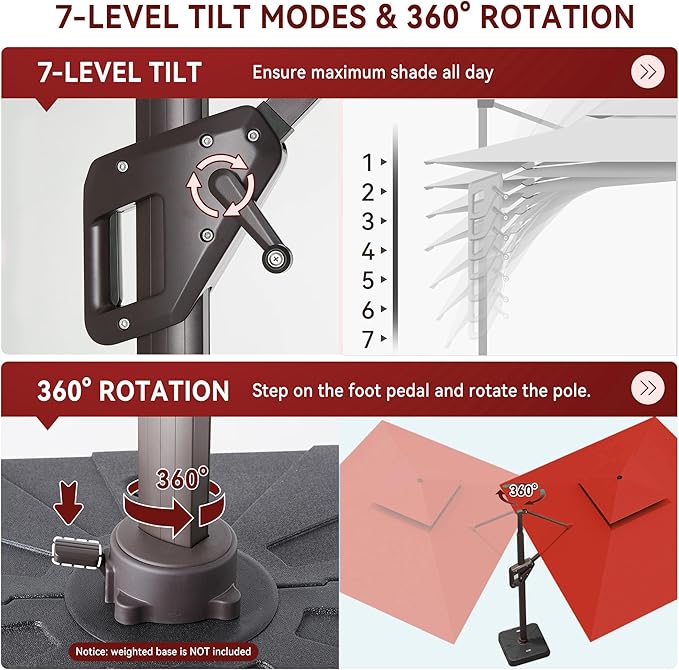 10 X 13 FT Cantilever Outdoor Patio Umbrella - Image 6