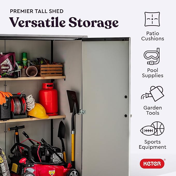 Keter Premier Tall 4.6 x 5.6 ft. Resin Outdoor Storage Shed - Image 5