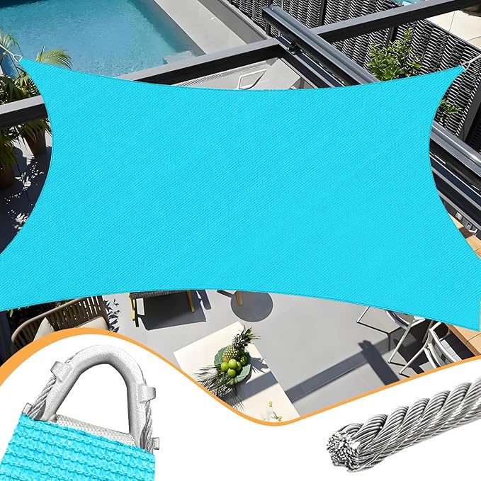 16' x 20' Sun Shade Sail Turquoise Curved Commercial Outdoor Shade Cover by OOTONAT