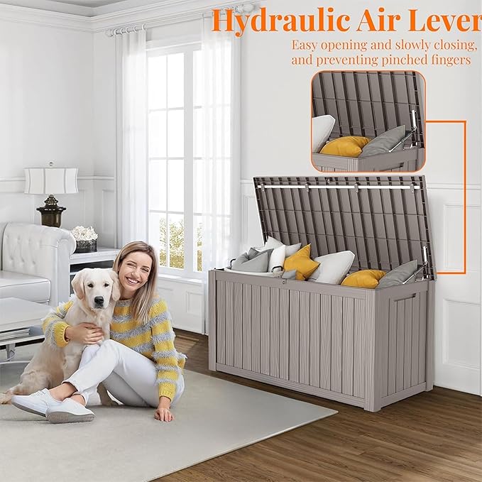 180 Gallon Resin Deck Box, Lockable Patio Outdoor Storage Box - Image 3