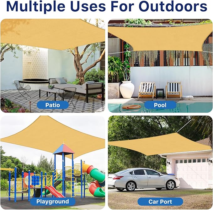 12'x12' Sun Shade Sail, UV Protection Outdoor Shade, Curved Tear Resistant - Image 7