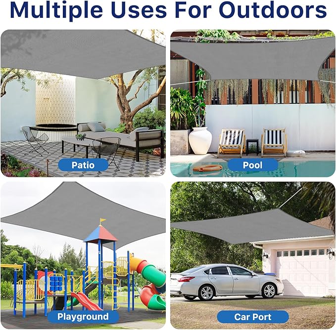 12'x12' Sun Shade Sail, UV Protection Outdoor Shade, Curved Tear Resistant - Image 7