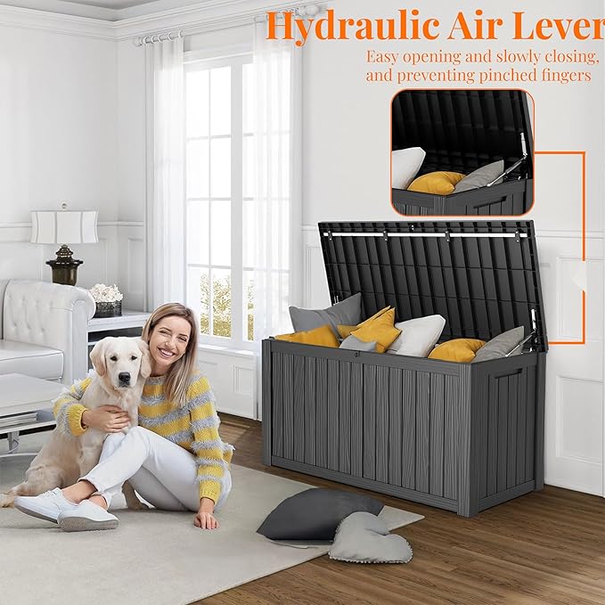 180 Gallon Outdoor Deck Box, Lockable Waterproof Outdoor Storage Boxes - Image 5