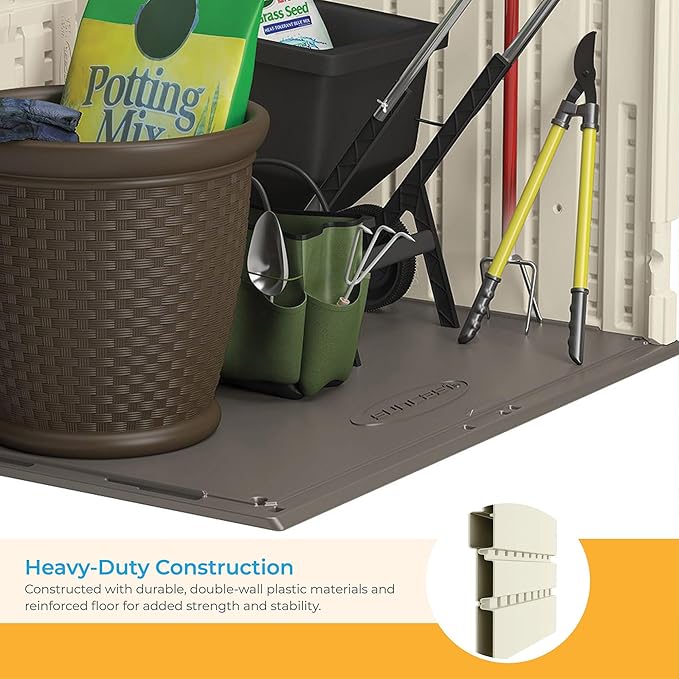 Suncast 34 Cu Ft Horizontal Resin Plastic Storage Shed - Image 5