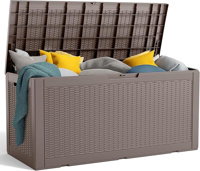 120 Gallon Resin Deck Box, Lockable Patio Outdoor Storage Box by OutdoorLivingPerfected