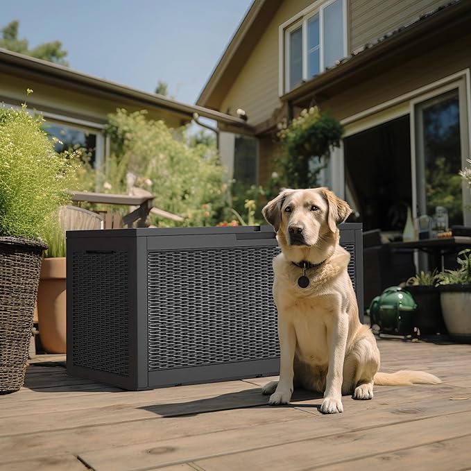 120 Gallon Outdoor Deck Box, Lockable Waterproof Outdoor Storage Boxes - Image 6