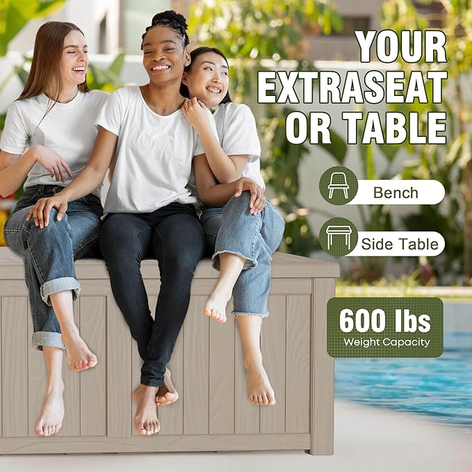 150 Gallon Outdoor Deck Box, Lockable Waterproof Outdoor Storage Boxes - Image 3