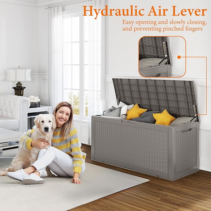 120 Gallon Resin Deck Box, Lockable Patio Outdoor Storage Box - Image 2