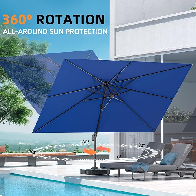 10' X 13' Outdoor Patio Umbrella Large Rectangle Cantilever Umbrella Heavy Duty - Image 5