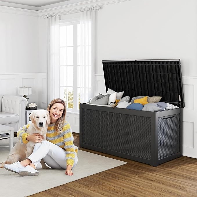 260 Gallon Resin Deck Box, Lockable Patio Outdoor Storage Box - Image 2