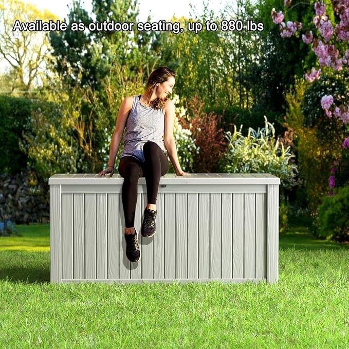 180 Gallon Resin Deck Box, Lockable Patio Outdoor Storage Box - Image 7
