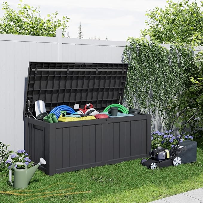 120 Gallon Resin Deck Box, Lockable Patio Outdoor Storage Box - Image 7
