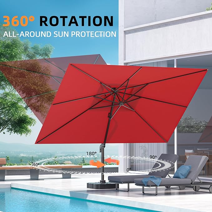 10' X 13' Outdoor Patio Umbrella Large Rectangle Cantilever Umbrella Heavy Duty - Image 5