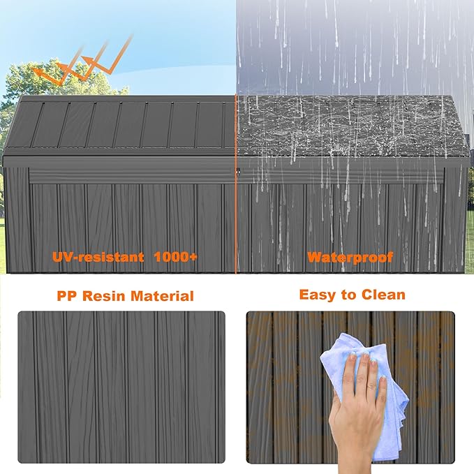 150 Gallon Resin Deck Box, Lockable Patio Outdoor Storage Box - Image 6