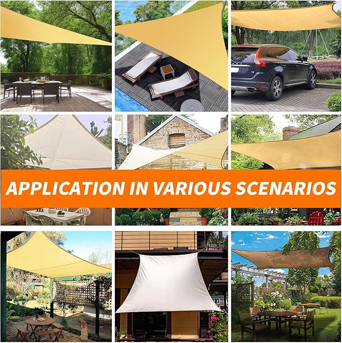 16'x20' Sun Shade Sail Curved Commercial Outdoor Shade Cover Dark Grey - Image 5