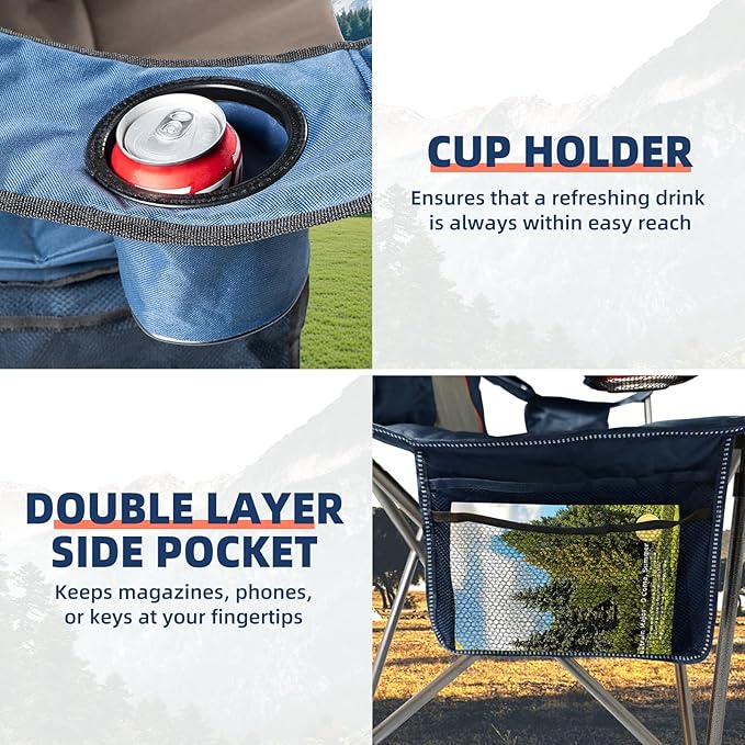 2 Pack Folding Camping Chairs for Adults - Image 7