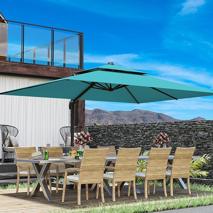 10x13FT Cantilever Outdoor Patio Umbrellas, Double Top Large Rectangle Umbrella - Image 7