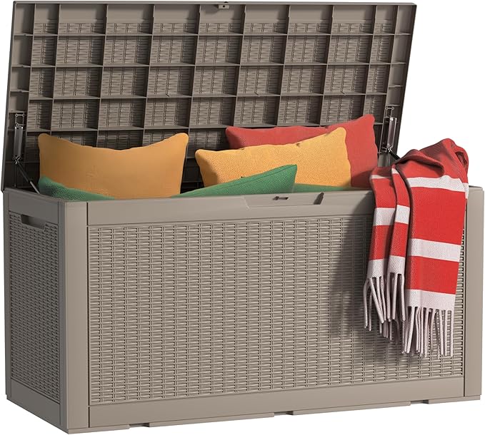 120 Gallon Outdoor Deck Box, Lockable Waterproof Outdoor Storage Boxes by MAIUSCOLI