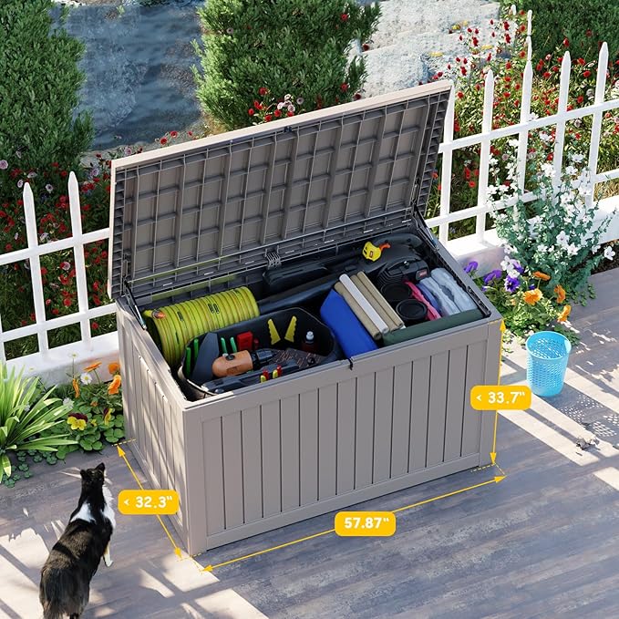 280 Gallon Resin Deck Box, Lockable Patio Outdoor Storage Box - Image 5