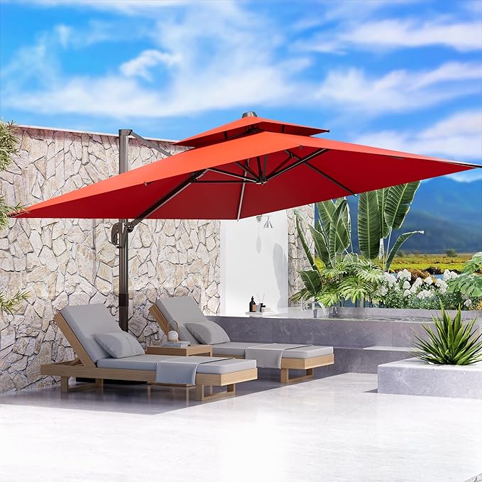 10' X 13' Outdoor Patio Umbrella Large Rectangle Cantilever Umbrella Heavy Duty - Image 7