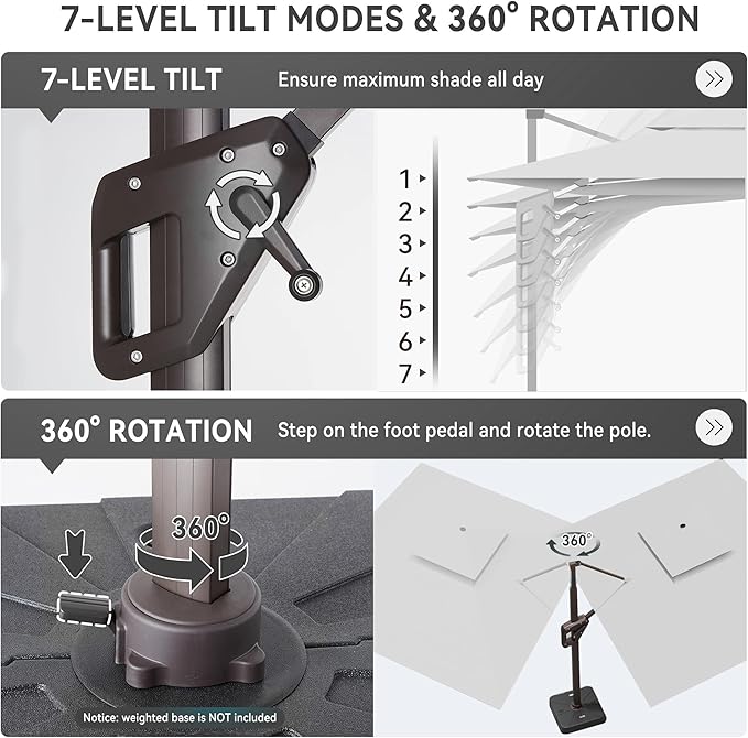 10 X 13 FT Cantilever Outdoor Patio Umbrella - Image 5