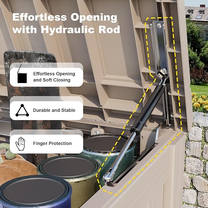 180 Gallon Resin Outdoor Deck Box Waterproof Patio Furniture, Garden Tools - Image 3