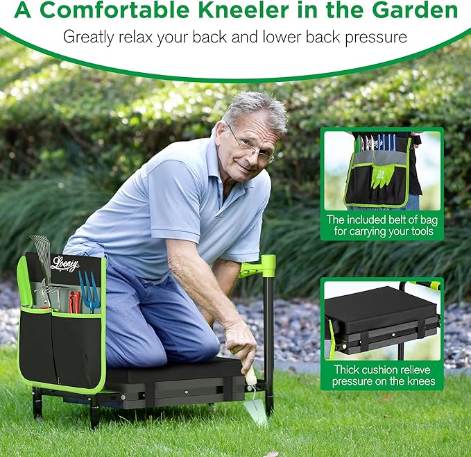 10.8” Wide Garden Kneeler and Seat, Heavy Duty Foldable Gardening Stool - Image 3