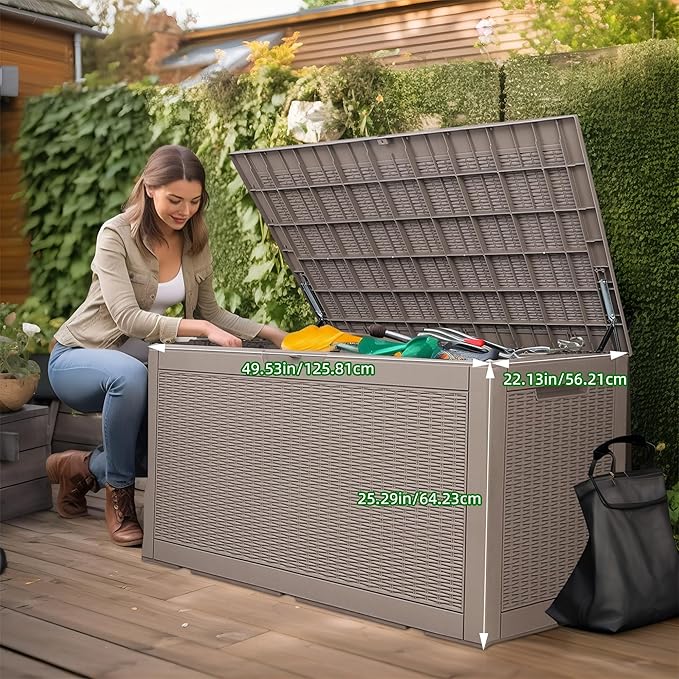 120 Gallon Outdoor Deck Box, Lockable Waterproof Outdoor Storage Boxes - Image 2