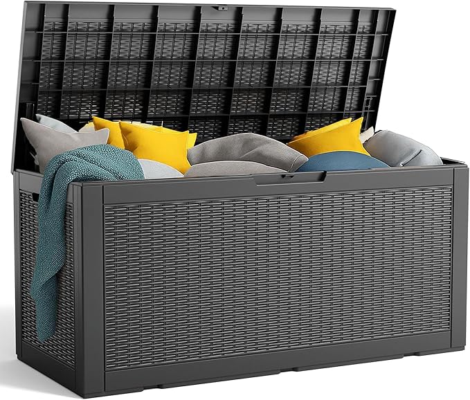 100 Gallon Resin Deck Box, Lockable Patio Outdoor Storage Box by OutdoorLivingPerfected