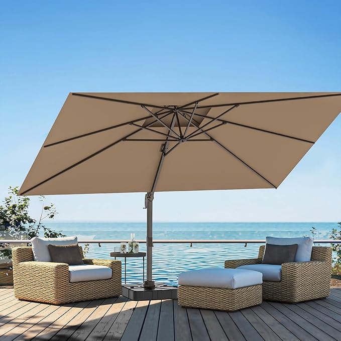 10x13FT Cantilever Outdoor Patio Umbrellas, Double Top Large Rectangle Umbrella - Image 2