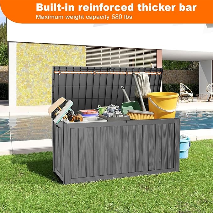 150 Gallon Resin Deck Box, Lockable Patio Outdoor Storage Box - Image 2