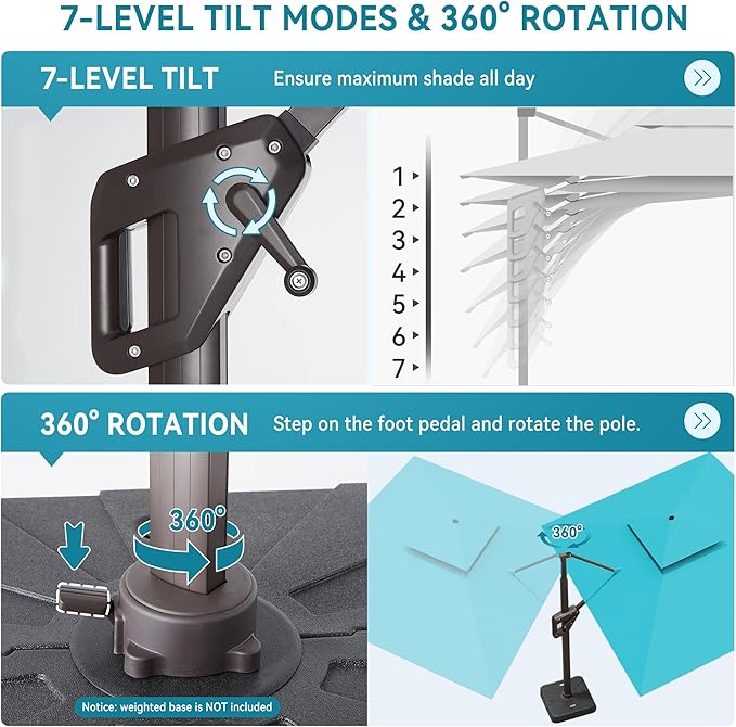 10 X 13 FT Cantilever Outdoor Patio Umbrella - Image 4