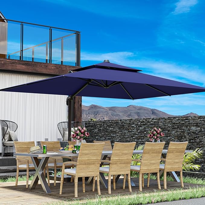 10x13FT Cantilever Outdoor Patio Umbrellas, Double Top Large Rectangle Umbrella - Image 3
